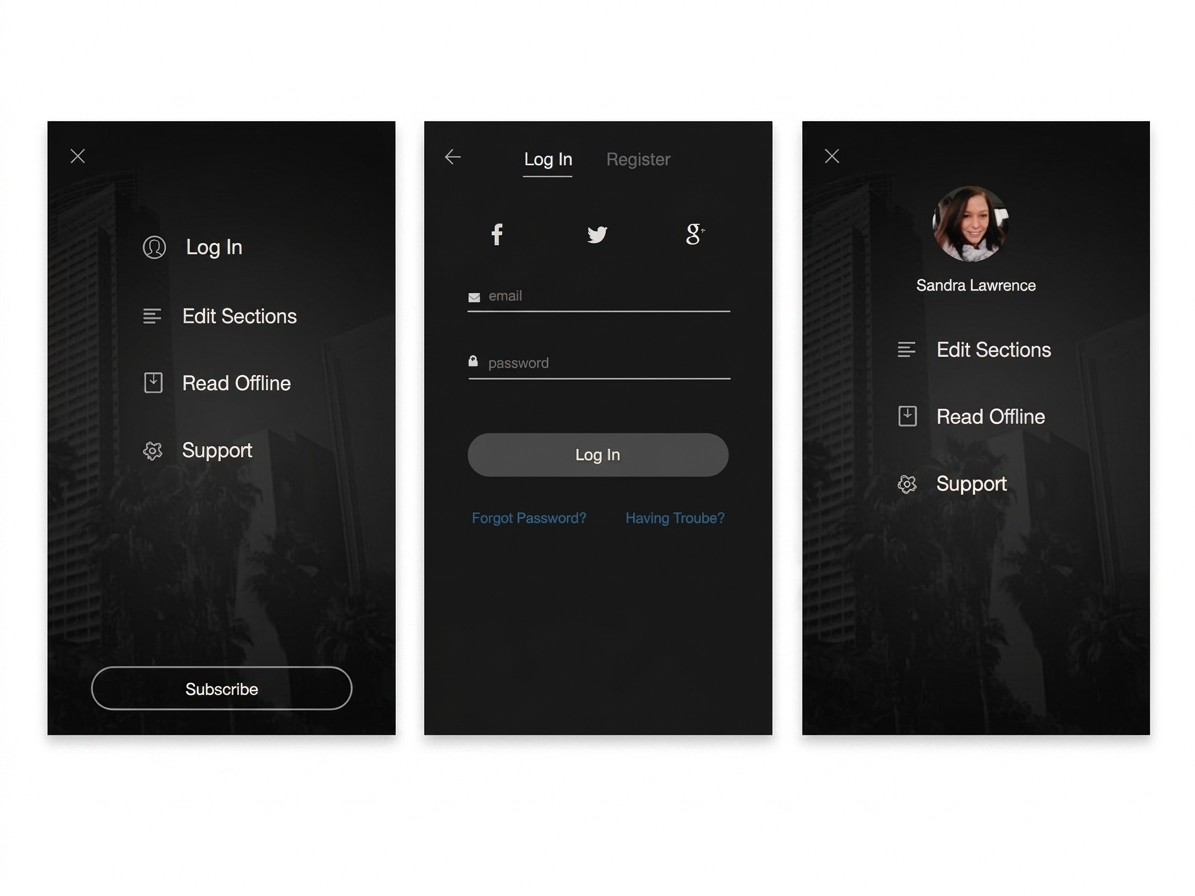 LA Times App screens